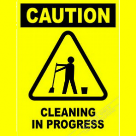 Safety Sign Caution Cleaning in Progress on yellow background