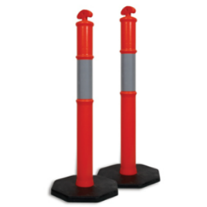 Two Bollards traffic safety devices